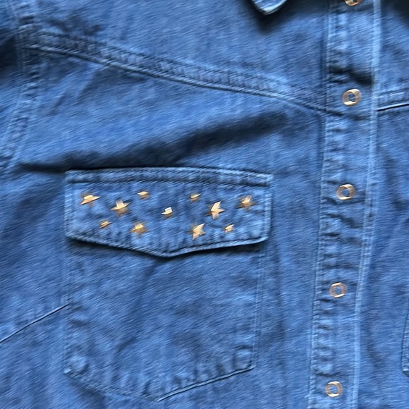 Long tall sally star studded blue jean button up - Picture 3 of 4